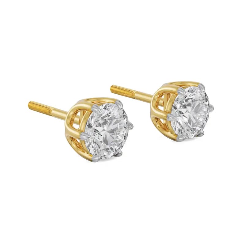 Six Prong 3 CT Lab Grown Diamond Studs