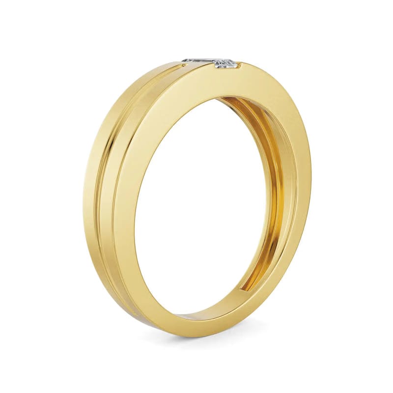 Sleek Emerald Men's Lab Grown Diamond Ring