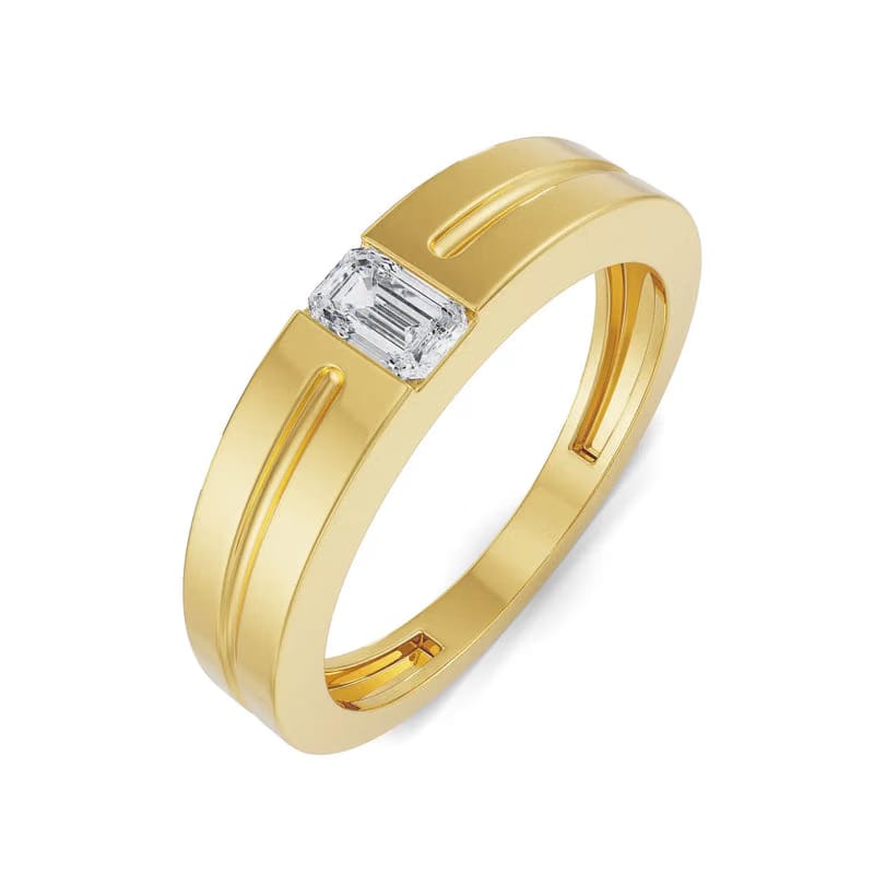 Sleek Emerald Men's Lab Grown Diamond Ring