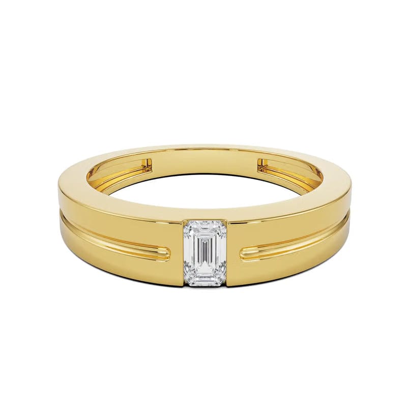 Sleek Emerald Men's Lab Grown Diamond Ring 9KT