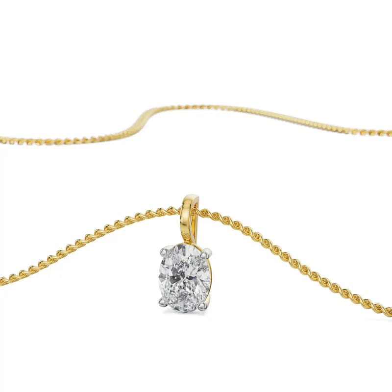 Solitaire Oval Lab Grown Diamond Pendant Set
