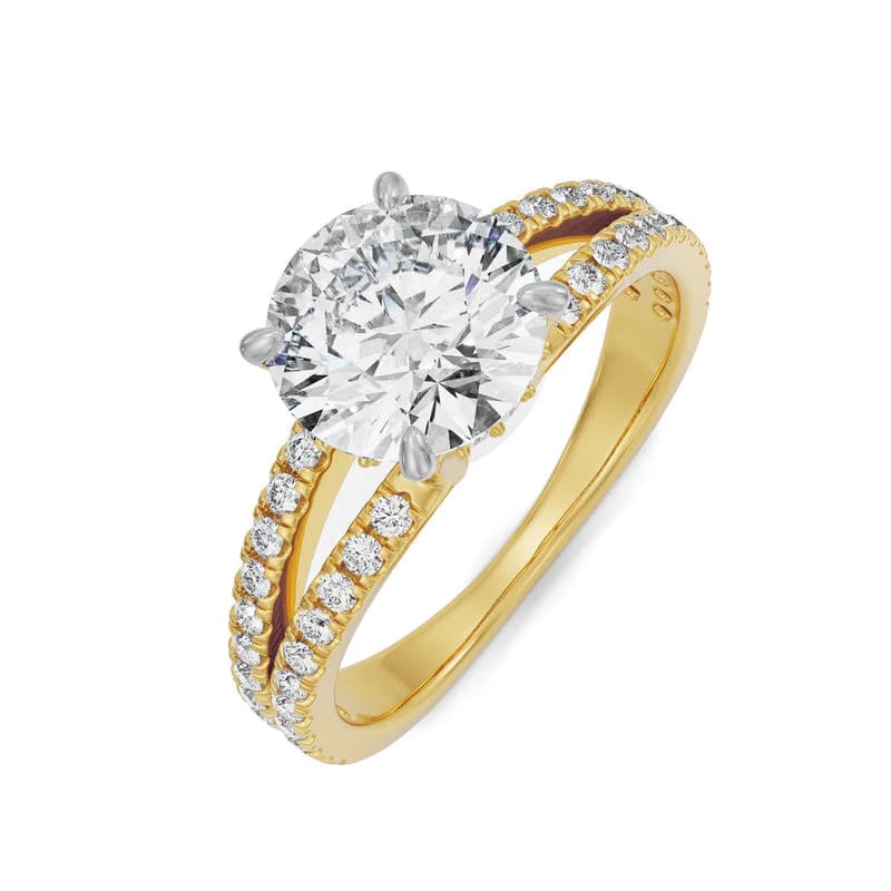 Split Band Round Lab Diamond Engagement Ring