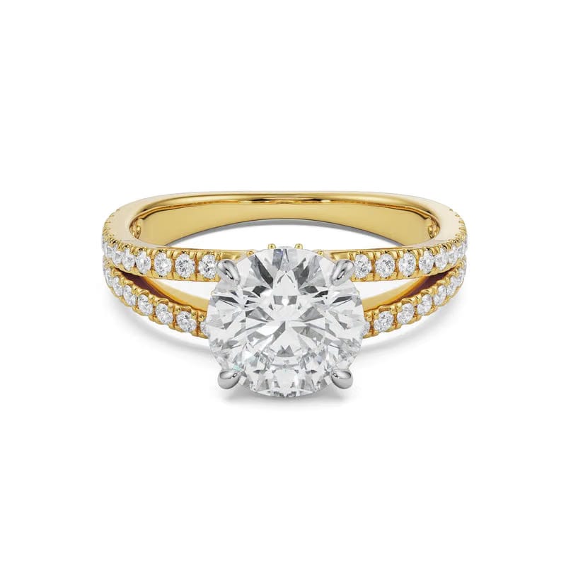 Split Band Round Lab Diamond Engagement Ring 9KT