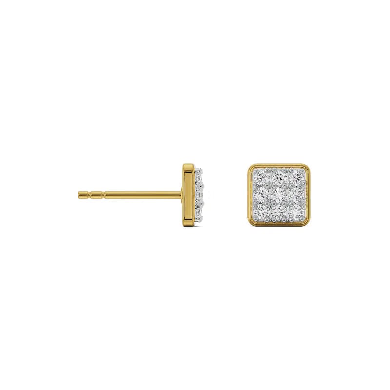 Square Lab Grown Diamond Cluster Earrings
