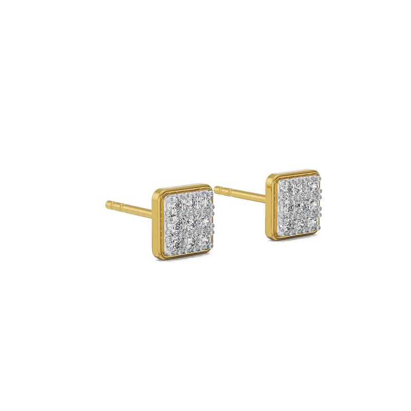 Square Lab Grown Diamond Cluster Earrings