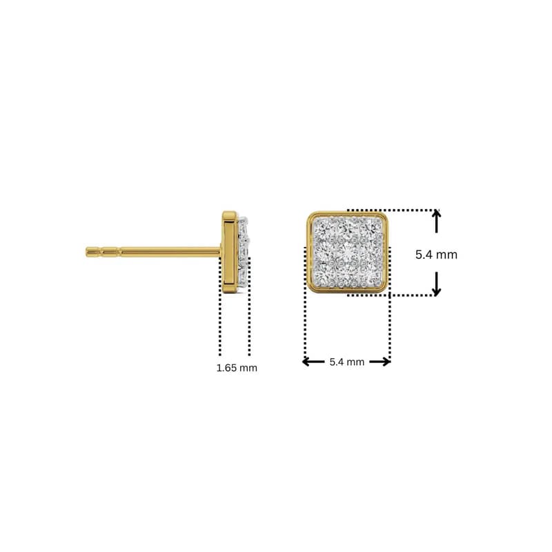 Square Lab Grown Diamond Cluster Earrings