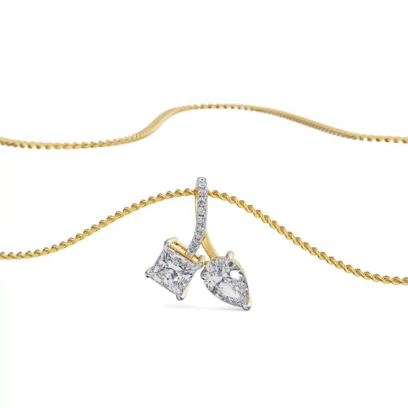 Square Pear Lab Grown Diamond Pendant 9KT