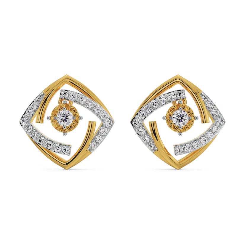 Square Styled Lab Grown Diamond Earrings