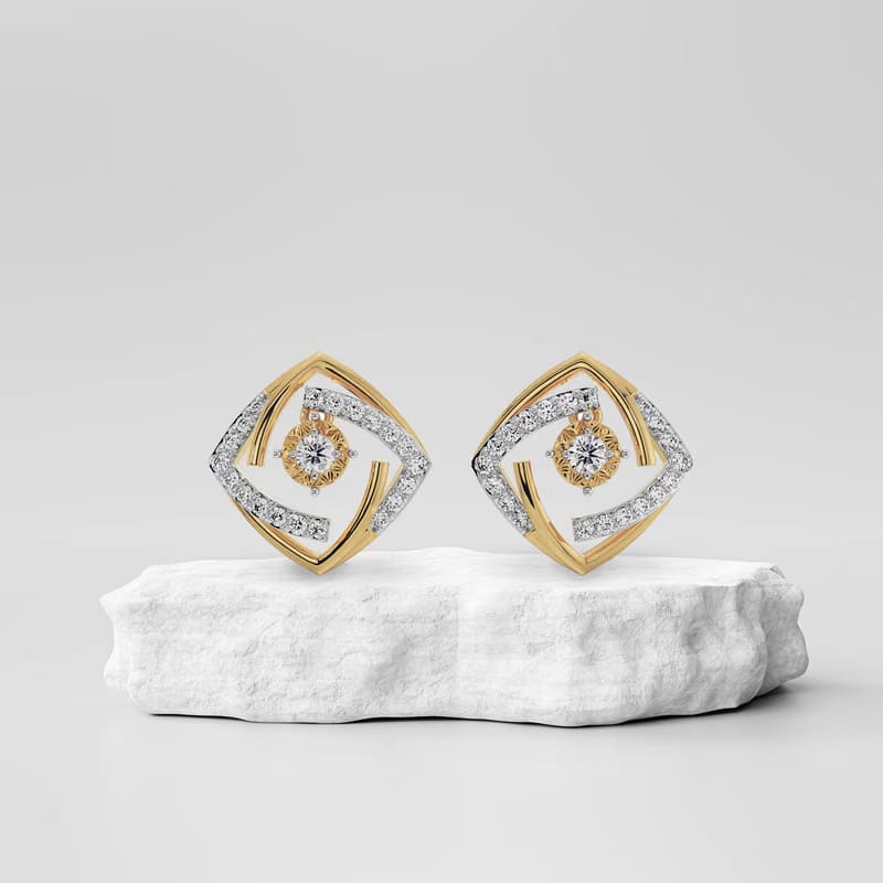 Square Styled Lab Grown Diamond Earrings