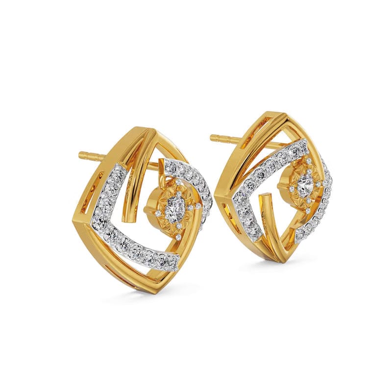 Square Styled Lab Grown Diamond Earrings