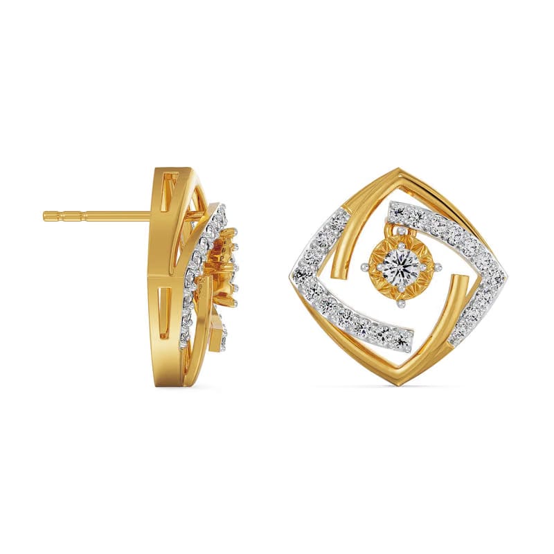 Square Styled Lab Grown Diamond Earrings