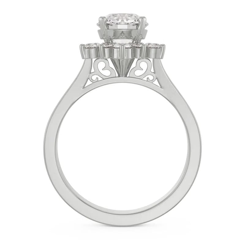 Star Halo Lab Diamond Engagement Ring