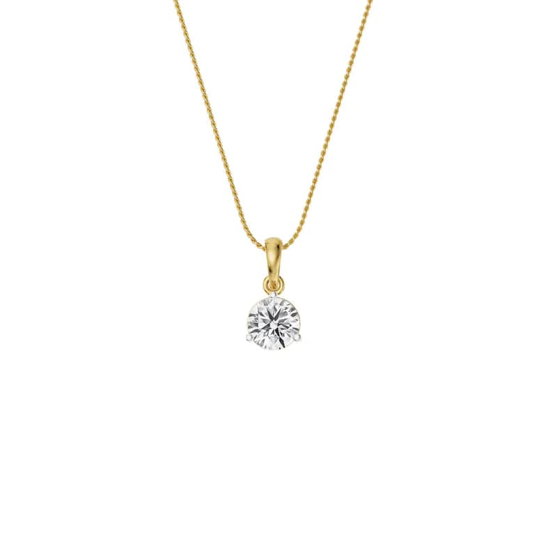 Three Prong 0.5 CT Lab Grown Diamond Pendant
