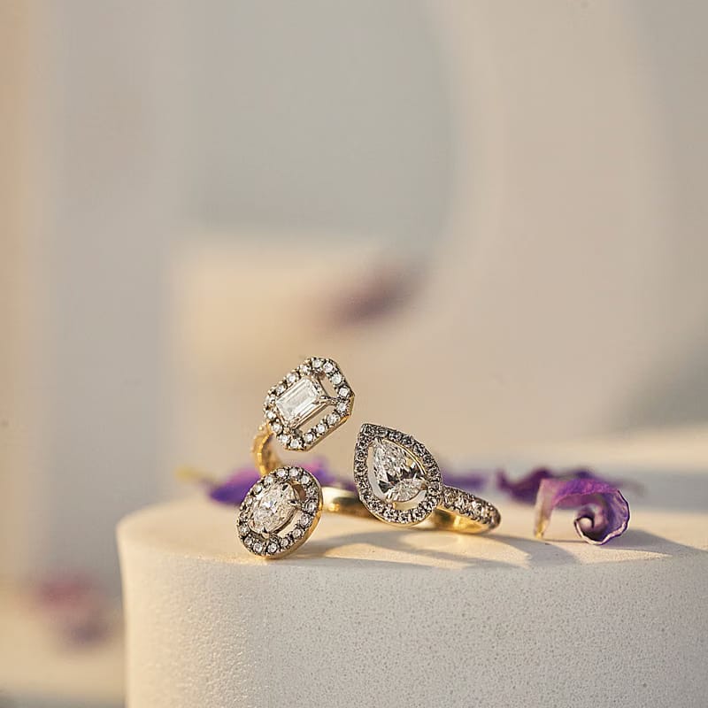 Three Stone Cocktail Lab Grown Diamond Ring_in_stock
