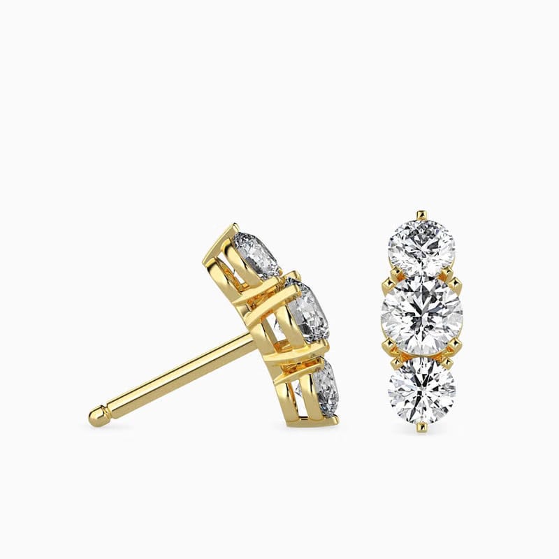 Three Stone Diamond Earrings