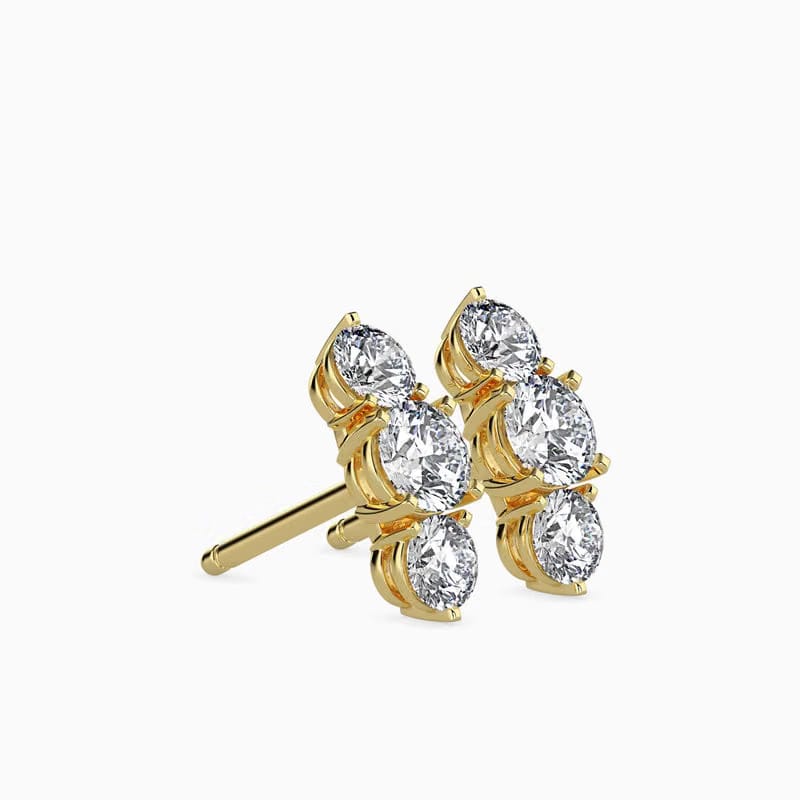 Three Stone Diamond Earrings 9KT