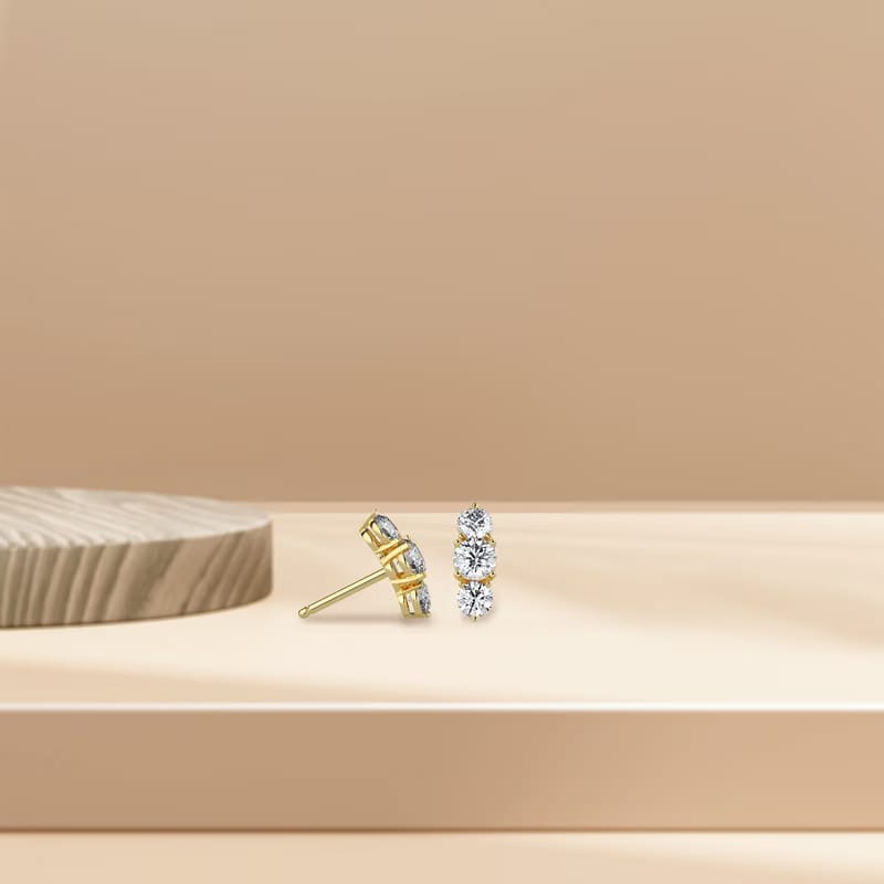 Three Stone Diamond Earrings_in_stock