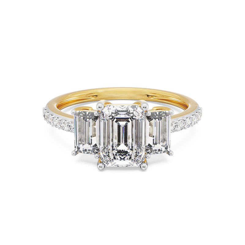 Three Stone Emerald Diamond Ring_in_stock