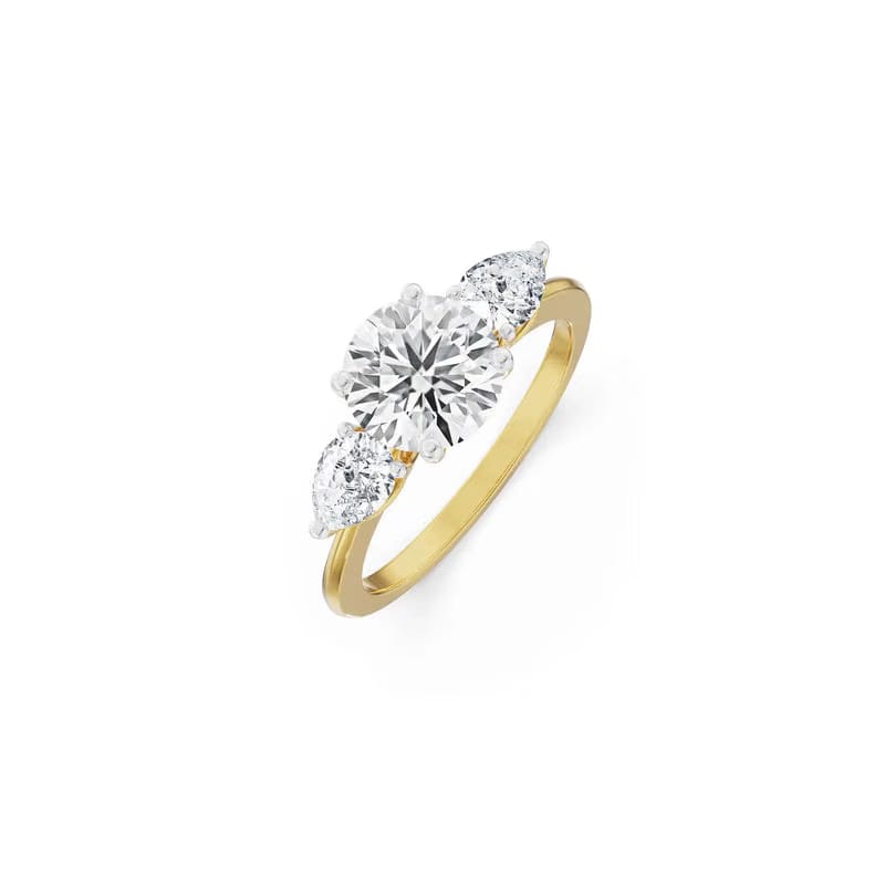 Three Stone Pear Engagement Ring 9KT