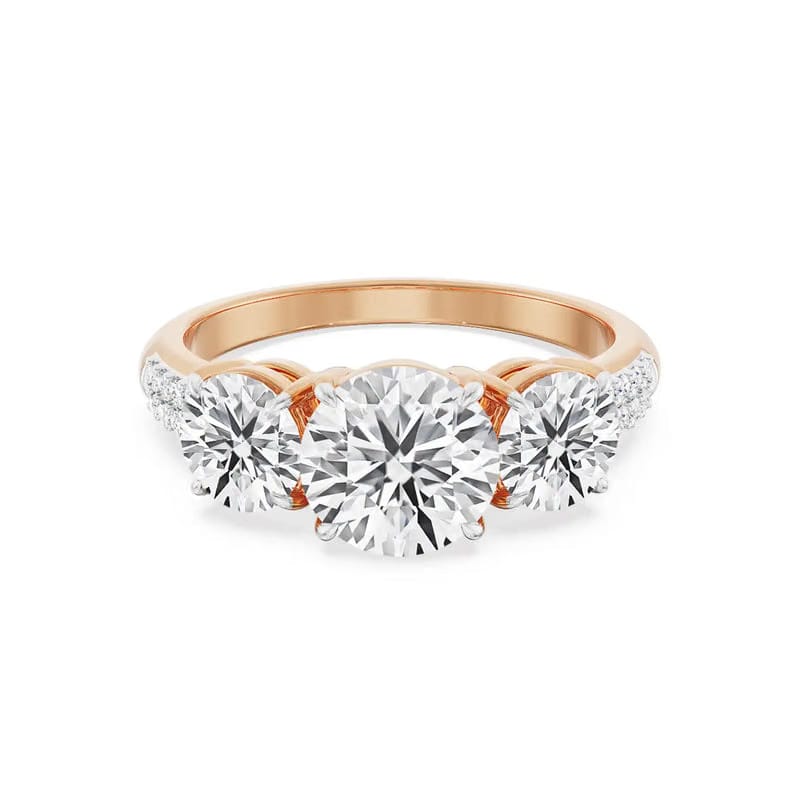 Three Stone Rose Engagement Ring