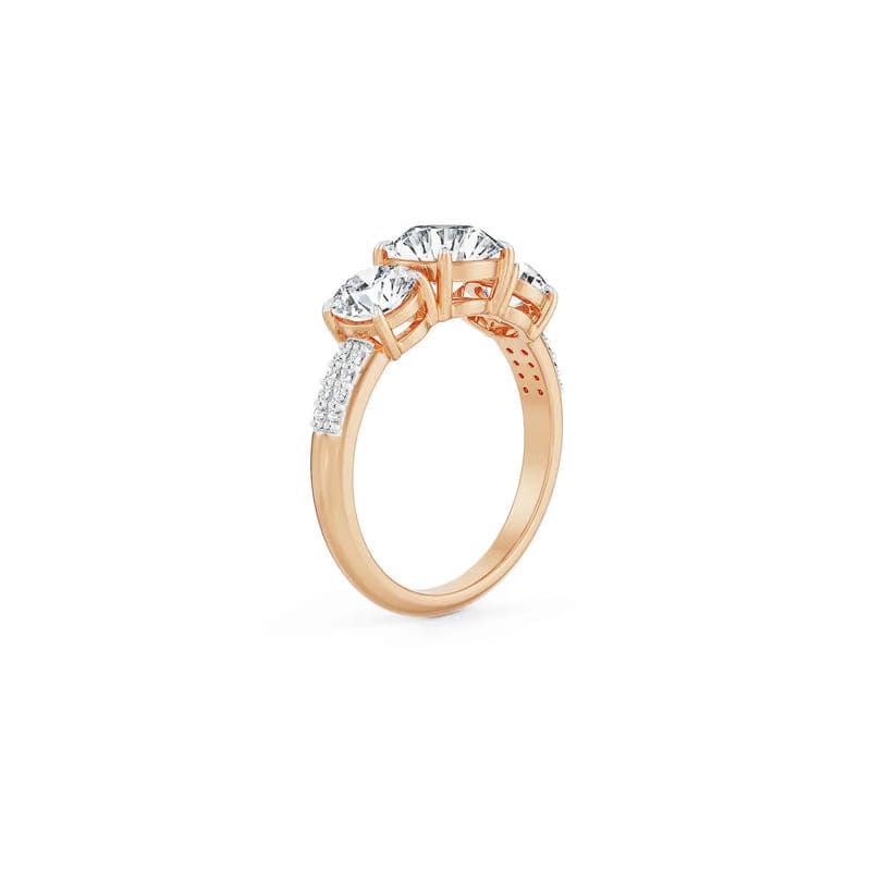 Three Stone Rose Engagement Ring