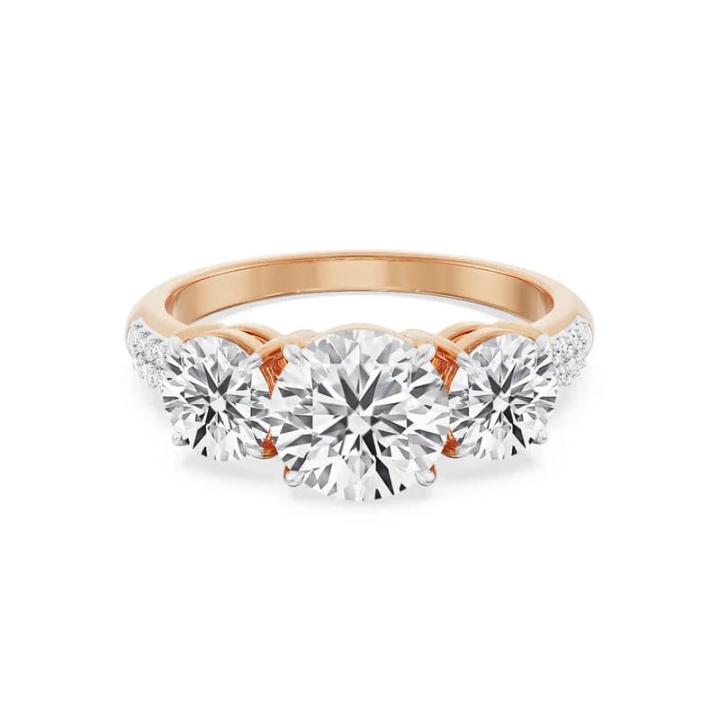Three Stone Rose Engagement Ring 9KT