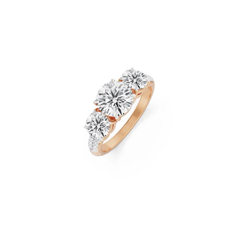 Three Stone Rose Engagement Ring 9KT