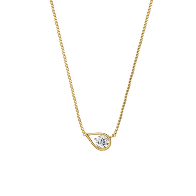 Tilted Lab Diamond Solitaire Necklace 9KT