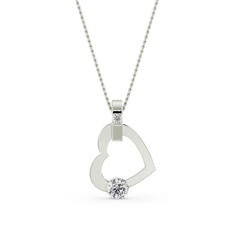 Tilted Lab Grown Diamond Heart Pendant