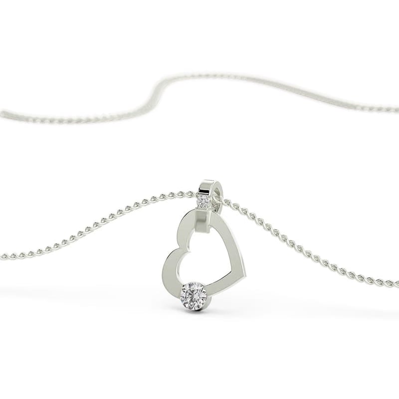Tilted Lab Grown Diamond Heart Pendant
