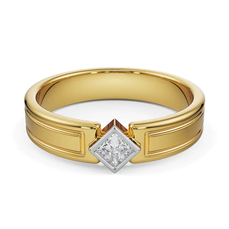 Tilted Princess Cut Lab Grown Diamond Wedding Band