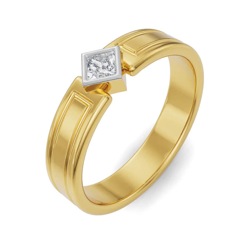 Tilted Princess Cut Lab Grown Diamond Wedding Band