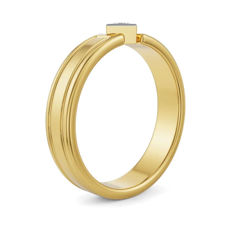 Tilted Princess Cut Lab Grown Diamond Wedding Band