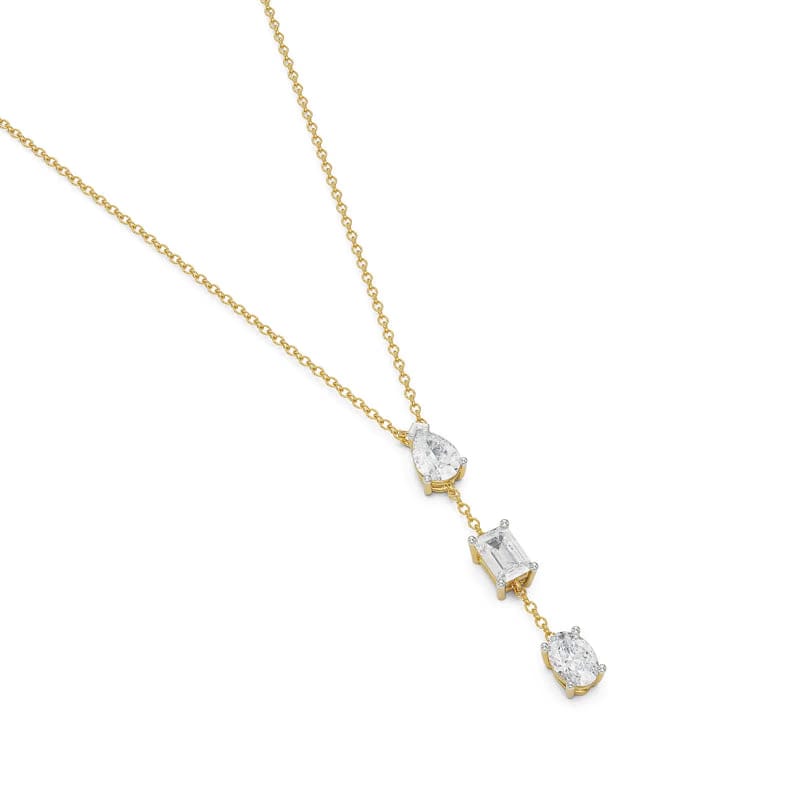 Tri Lab Diamond Drop Necklace Set