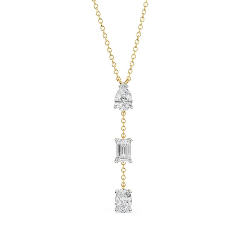 Tri Lab Grown Diamond Drop Necklace