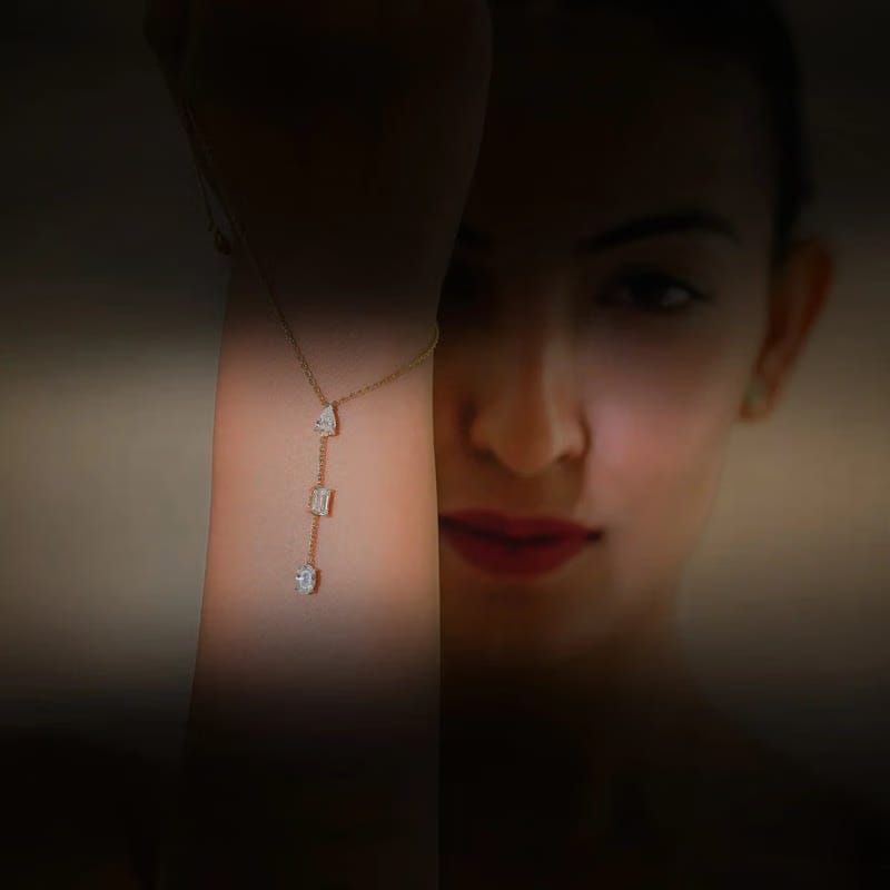 Tri Lab Grown Diamond Drop Necklace