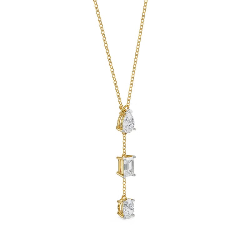 Tri Lab Grown Diamond Drop Necklace