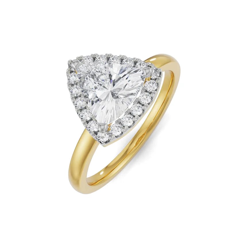 Trio Halo Lab Diamond Engagement Ring