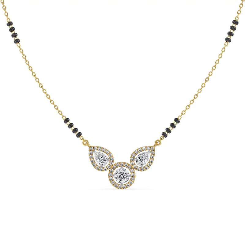 Trio Halo Lab Grown Diamond Mangalsutra 9KT