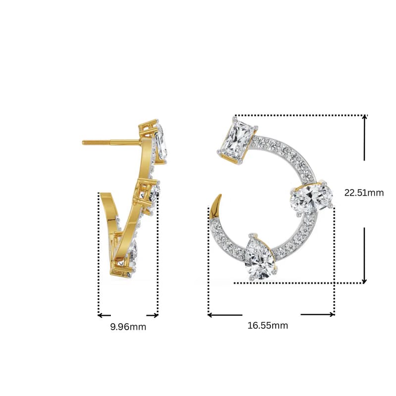 Trio Solitaire Lab Grown Diamond Hoop