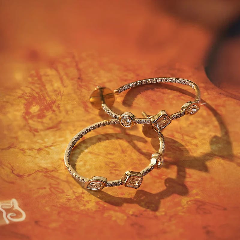 Trio Stone Diamond Hoops_in_stock