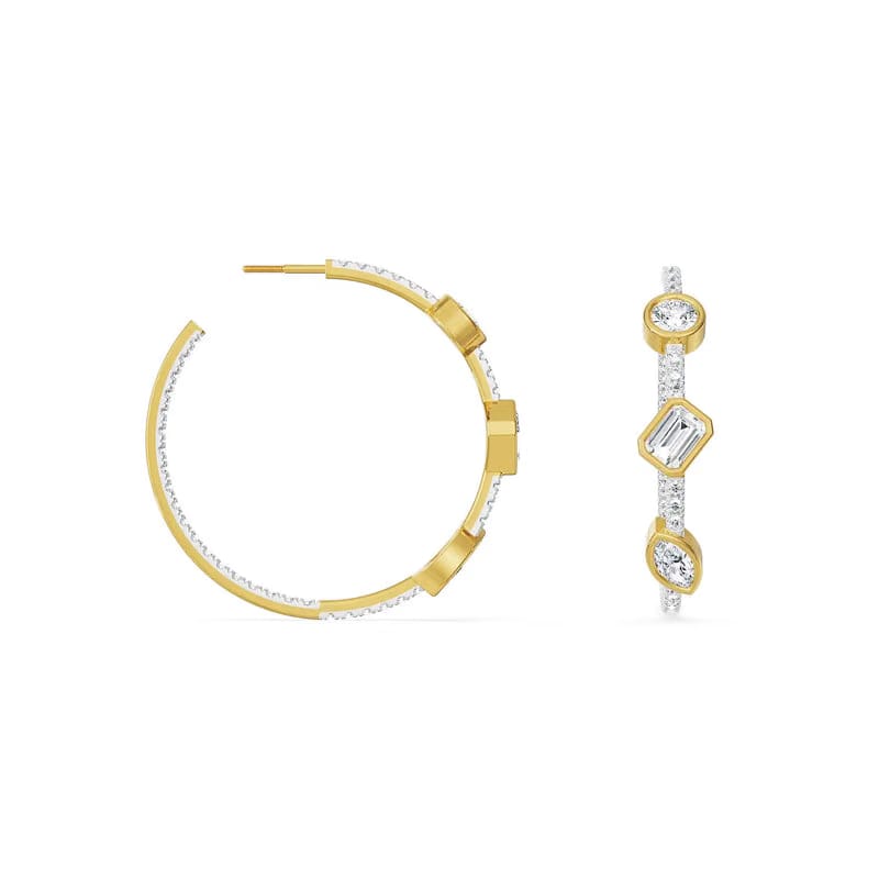 Trio Stone Lab Grown Diamond Hoops