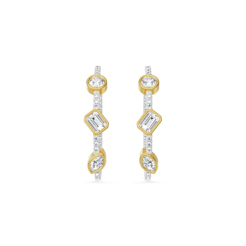 Trio Stone Lab Grown Diamond Hoops