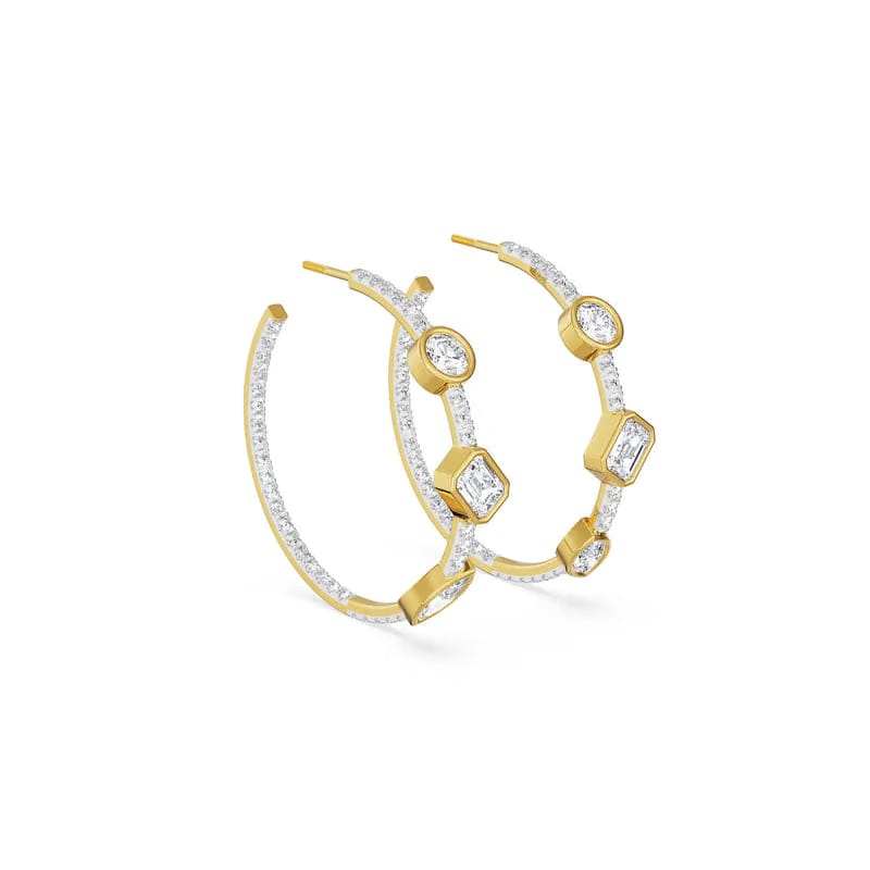 Trio Stone Lab Grown Diamond Hoops