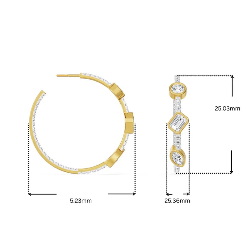 Trio Stone Lab Grown Diamond Hoops