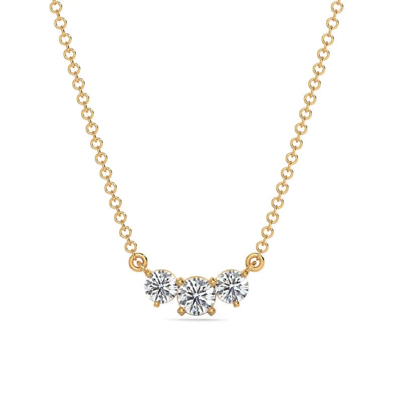 Triple Solitaire Diamond Necklace 9KT