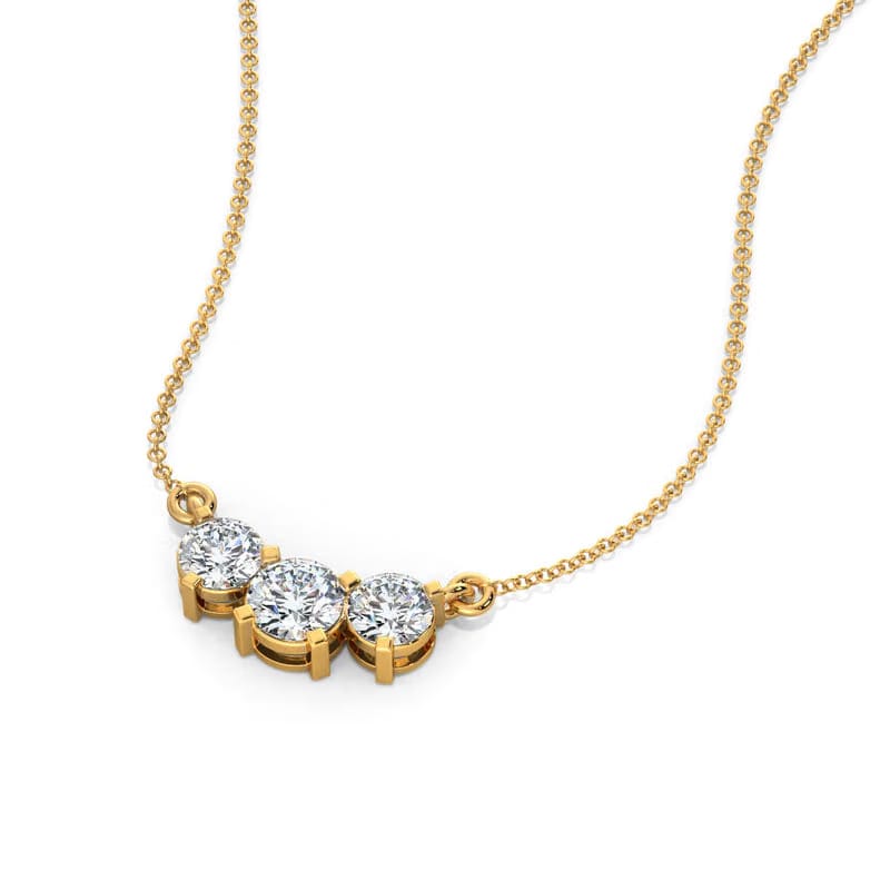 Triple Solitaire Diamond Necklace_in-stock