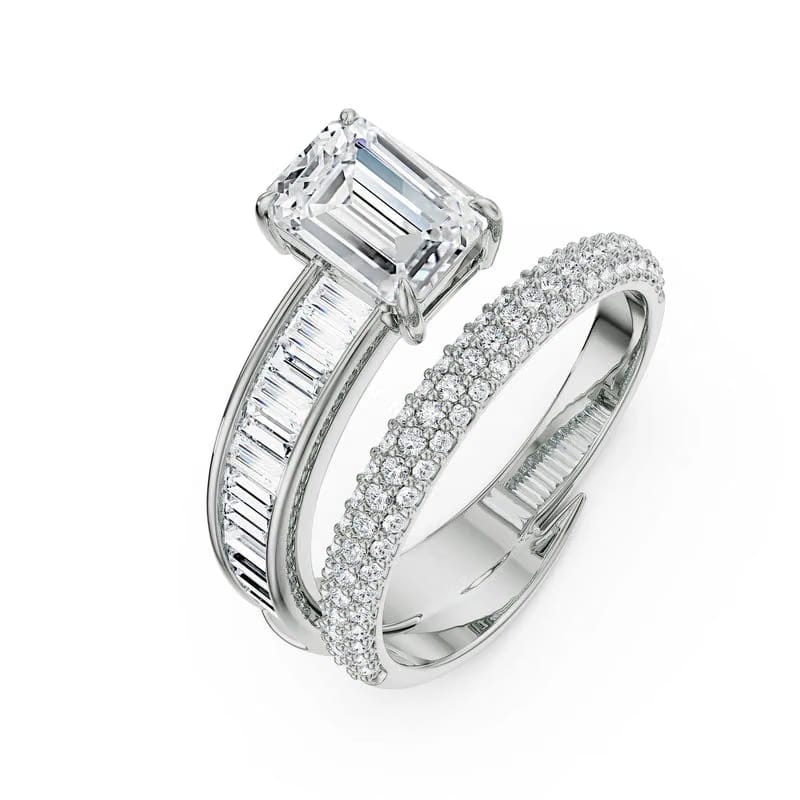 Twirling Emerald Lab Grown Diamond Ring