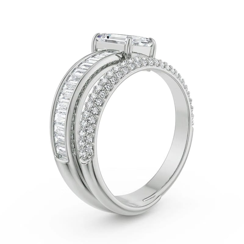 Twirling Emerald Lab Grown Diamond Ring