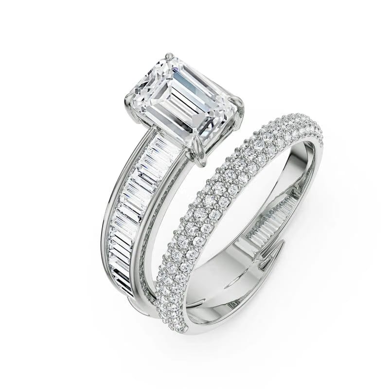 Twirling Emerald Lab Grown Diamond Ring 9KT